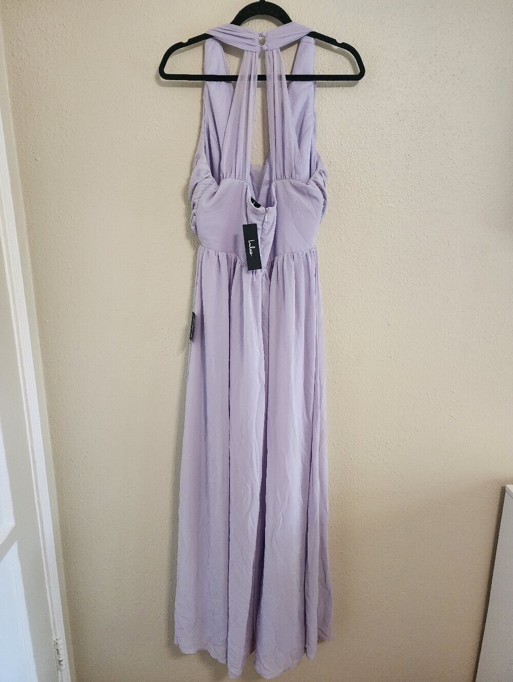 Lulus Marilina Lavender Pleated Twist-Front Maxi Dress L Wedding Party Formal - Picture 8 of 10